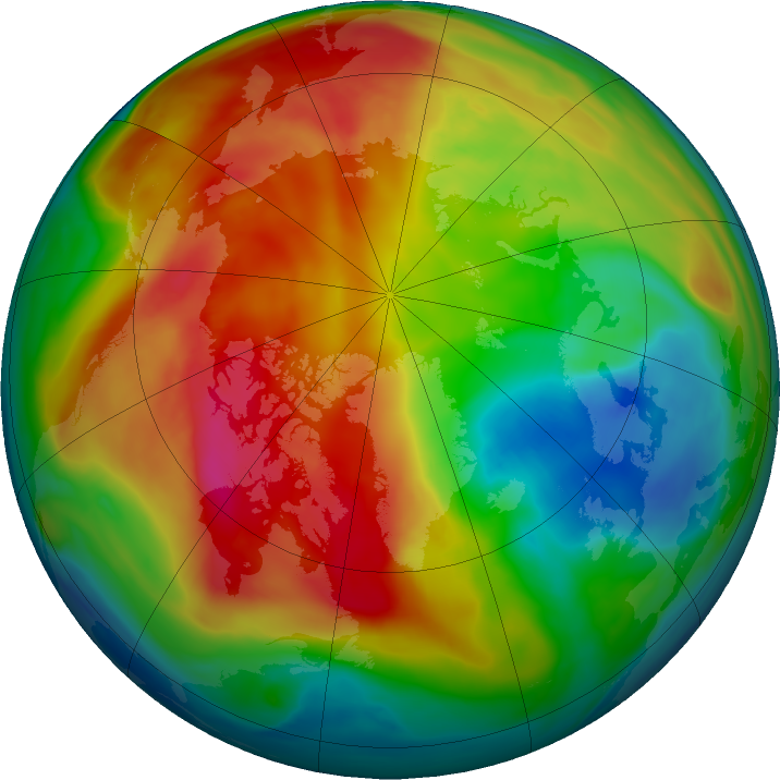 Arctic ozone map for 13 February 2023
